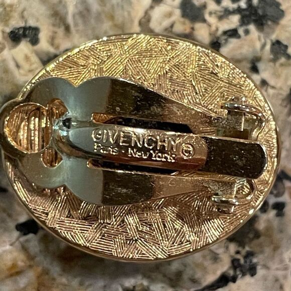 Givenchy Paris New York Vintage Black Onyx Crystal Gld Tn Vintage Clip Earrings - Picture 5 of 14